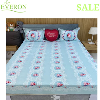 Everon Bộ grap Ga chun, chun chần vỏ gối chăn màu xanh in hoa giảm giá chất liệu Modal thiết kế cao cấp AP 1715 B