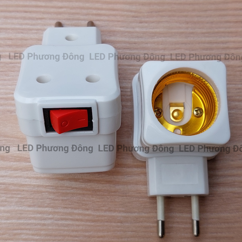 Combo 2 Đui đèn E27 Công Tắc Vuông và Tròn