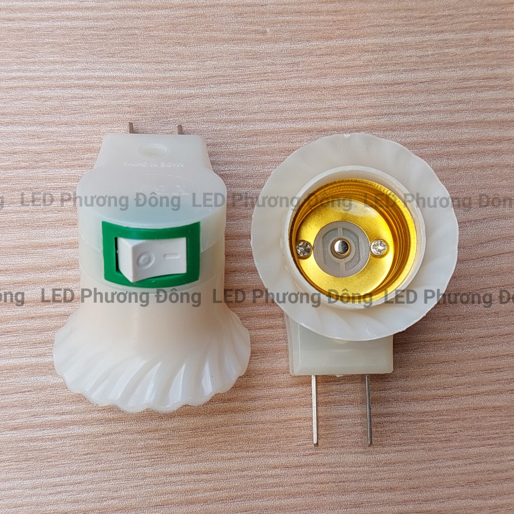 Combo 2 Đui đèn E27 Công Tắc Vuông và Tròn