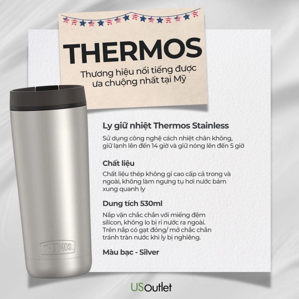 Ly giữ nhiệt Thermos 530ml Hàng nhập Mỹ Đủ Màu Sắc Shopee Việt Nam