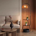 Đèn Bàn Đứng Có 3 Kệ Bàn Trà Phong Cách Cổ Điển Chụp Đèn Bằng Gỗ Nguyên Khối Trang Trí Phòng Khách 6012 — ảnh 3