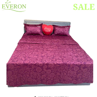 Everon Bộ grap Ga chun vỏ gối chăn màu đỏ nây in hoạ tiết giảm giá chất liệu cotton AP 1617