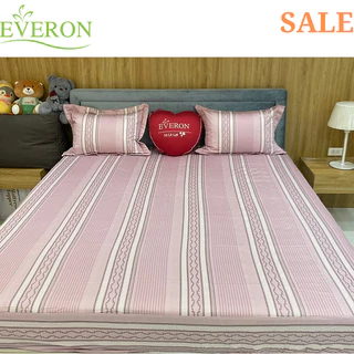 Everon Bộ grap Ga chun, chun chần vỏ gối màu hồng in lá giảm giá chất liệu Modal thiết kế cao cấp AP 1525