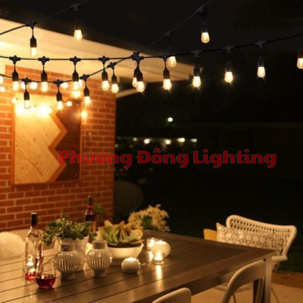 Dây đui đèn kín nước - trang trí ngoài trời - dây màu đen