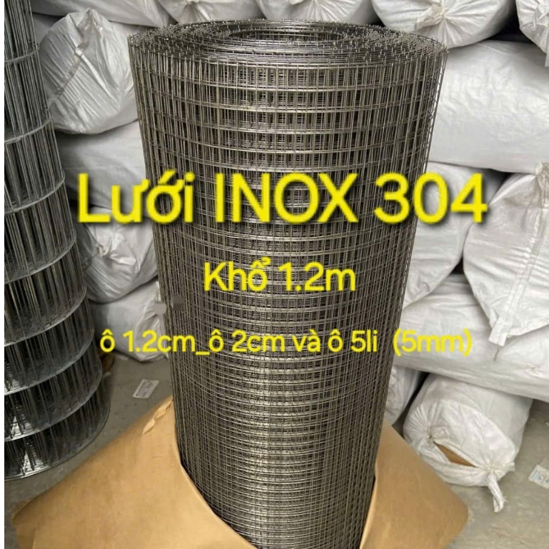 (Khổ 1,2m) Lưới INOX 304 Không rỉ sét ô vuông rộng 0,5mm_1,2cm và 2cm ...