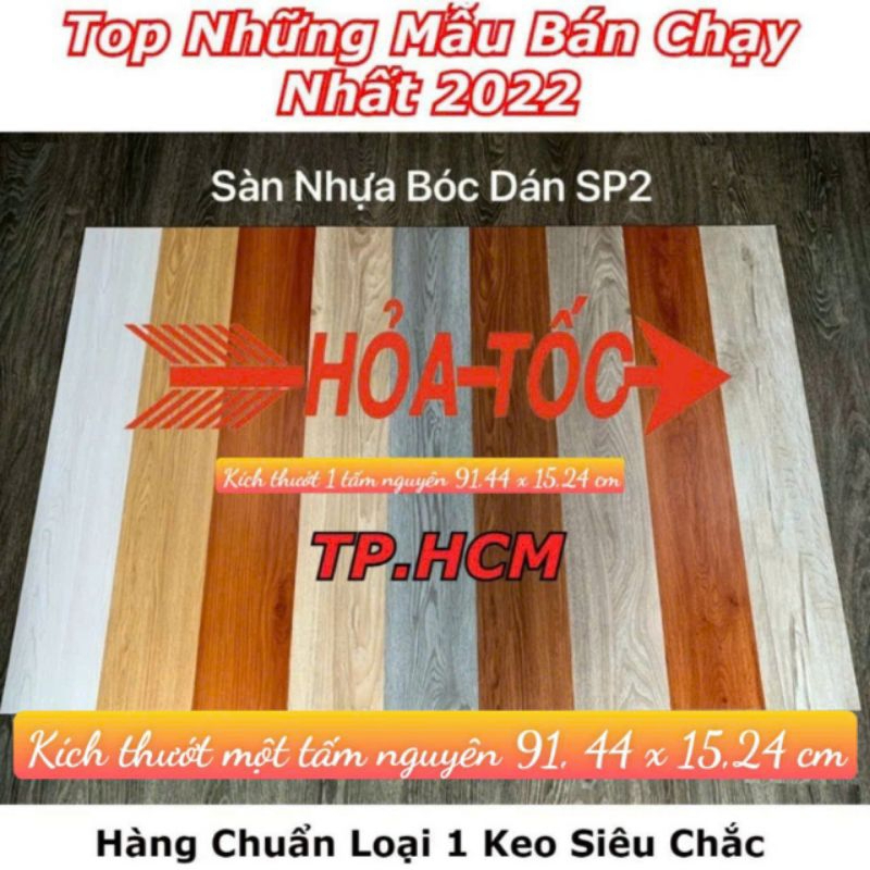Sàn Nhựa loại 1 , KT 1 tấm nguyên 91,44 x15,24cm , có sẵn keo dán Vân sần.