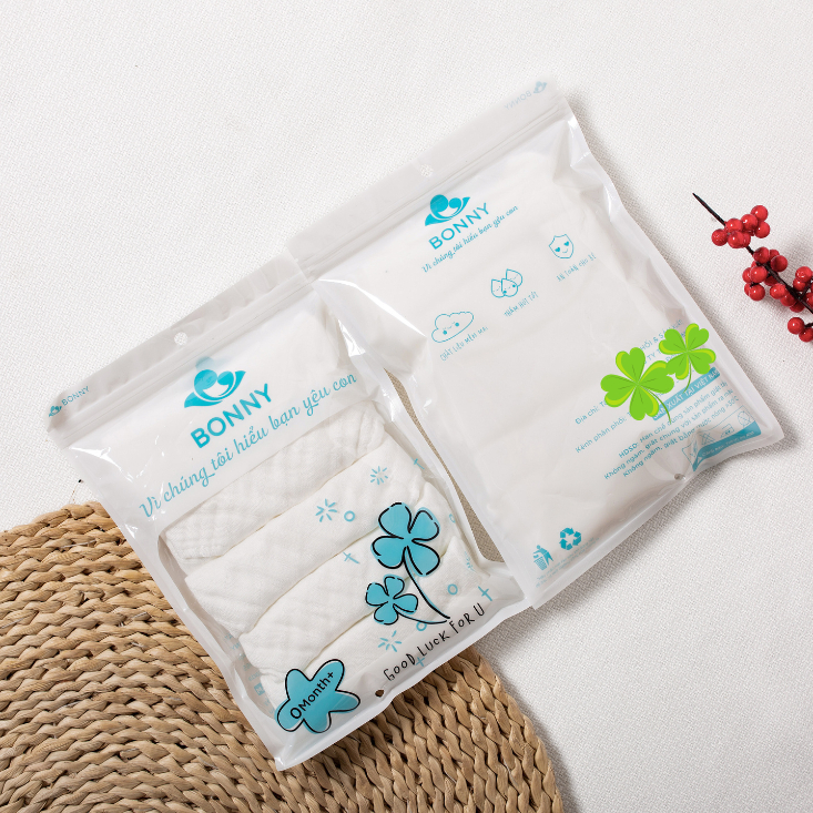 Ảnh Set 5 Khăn Sữa BONNY 4 Lớp Sợi Tre Mềm Mịn Thấm Hút (KT: 28x28Cm) 2