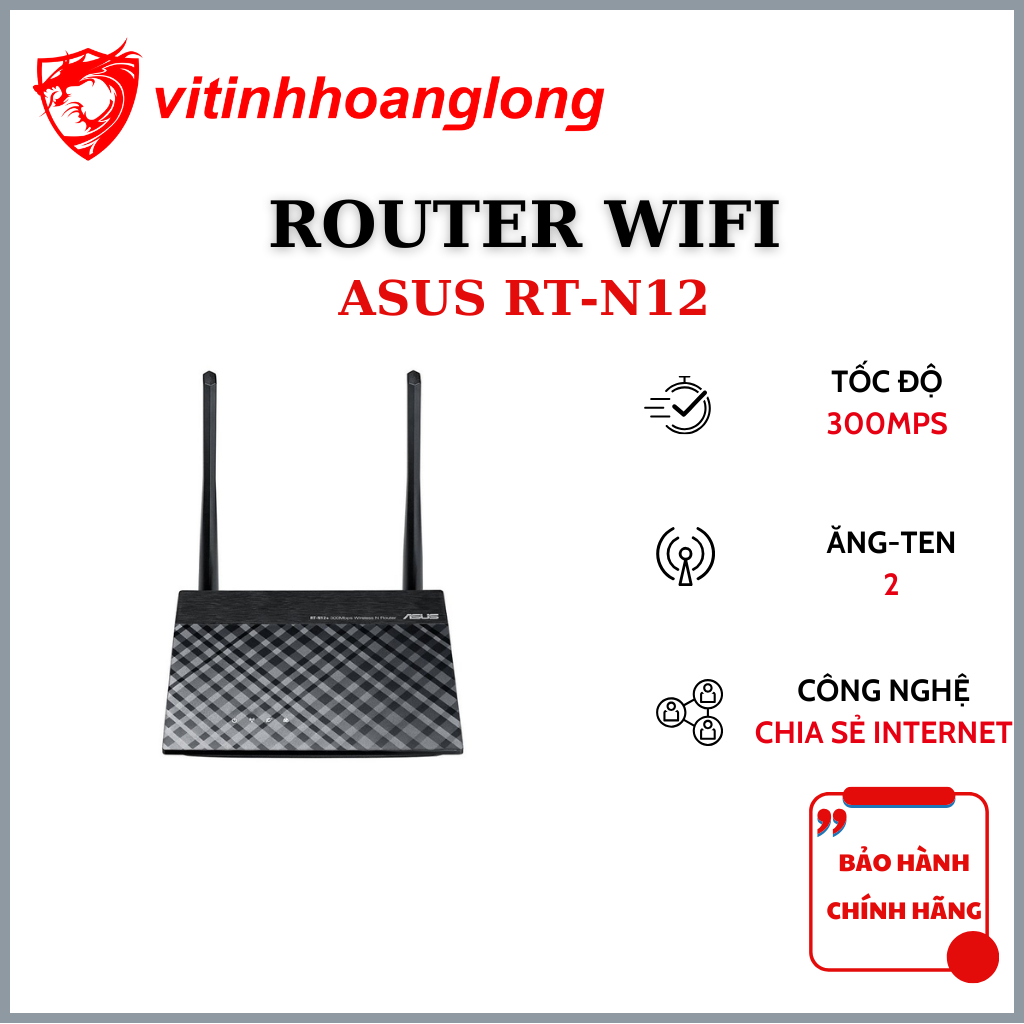 Bộ router phát wifi Asus RT-N12+ Wireless N300Mbps - 2 anten | Shopee ...