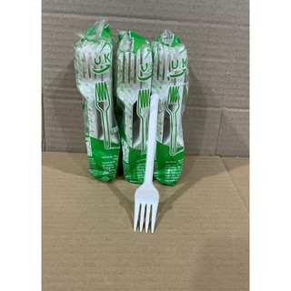 Combo 1 túi 50 chiếc dĩa nhựa cao cấp dùng 1 lần màu trắng sữa