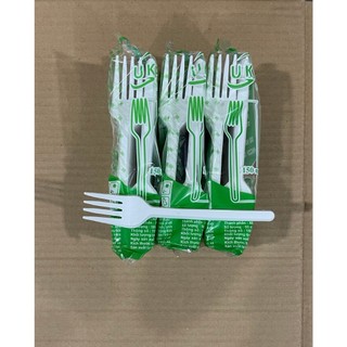 Combo 1 túi 50 chiếc dĩa nhựa cao cấp dùng 1 lần màu trắng sữa