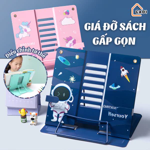 Giá đỡ sách GADI, kẹp sách gấp gọn điều chỉnh tư thế đọc bằng kim loại họa tiết ngộ nghĩnh