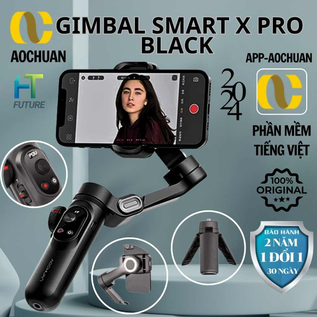 Gimbal Smart X PRO BLACK AOCHUAN,Tay Cầm Chống Rung Điện Thoại 3 Trục ...