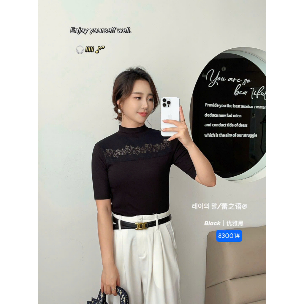 Áo Tay Lỡ 83001# Hàng Full Hộp Chất Thun Nỉ Pha Ren Co Dãn 4 Chiều