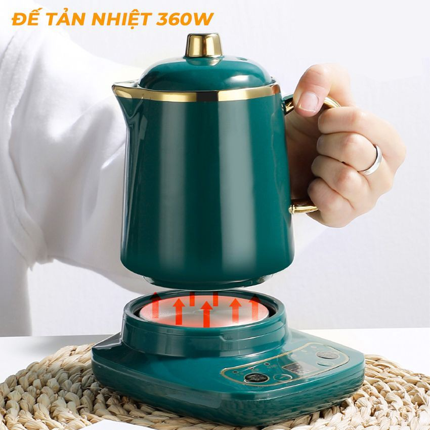 Cốc Chưng Yến Venko VK-CH568 500ml 600ml 800ml Thố Chưng Yến Cốc Hầm Điện Đa Năng Bằng Sứ Màu Xanh Đế Điện Tiếng Việt