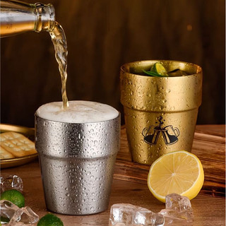 Ly inox 304 ngấn Cốc Uống Bia Bằng Chubby Chef Hai Lớp Họa Tiết Kim Cương đơn giản, sang trọng và an toàn cho sức khỏe