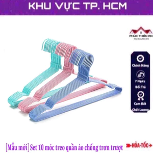 Set 10 móc treo quần áo chất liệu Kim loại bọc nhựa đúc - đa năng tiện dụng