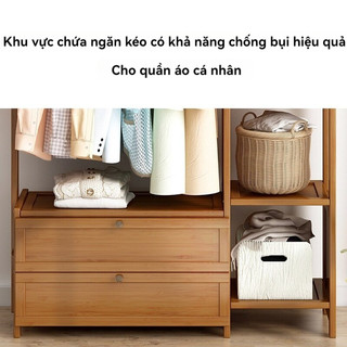 Tủ quần áo Tủ treo quần áo tre, móc treo quần áo đa năng nhập khẩu Móc treo vai có ngăn kéo