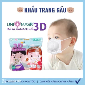 Khẩu Trang Gấu bé Sơ Sinh 5 Tháng -4 tuổi [ SET 9 Cái] khẩu trang trẻ em chính hãng UNI MASK