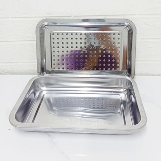 [Kho Sỉ] Khay Úp Ly Cốc Inox, Có Lỗ Để Ráo Dầu Mỡ Khi Chiên Rán Nhiều Kích Thước - hunghome
