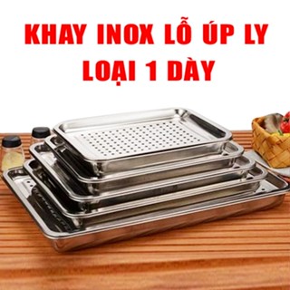 [Kho Sỉ] Khay Úp Ly Cốc Inox, Có Lỗ Để Ráo Dầu Mỡ Khi Chiên Rán Nhiều Kích Thước - hunghome