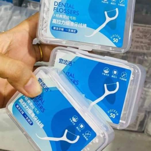 Tăm chỉ nha khoa hộp 50 chiếc; Tăm chỉ nha khoa okamura Nhật Bản hộp 50 chiếc tiện dụng