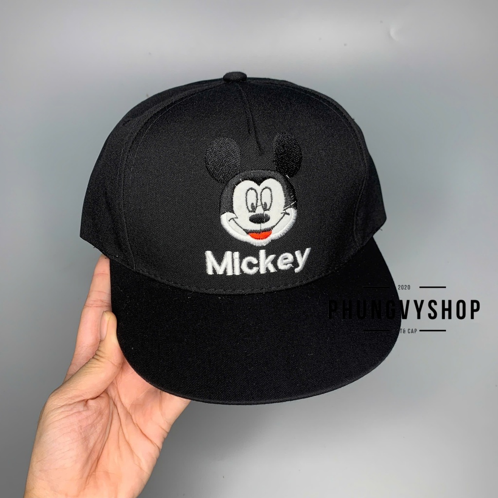 Bé 2.5-7 tuổi/ Mũ lưỡi trai trẻ em trai gái phungvyshop- KET DAUCHUOT MÍC Vá Két Đen- nón kết
