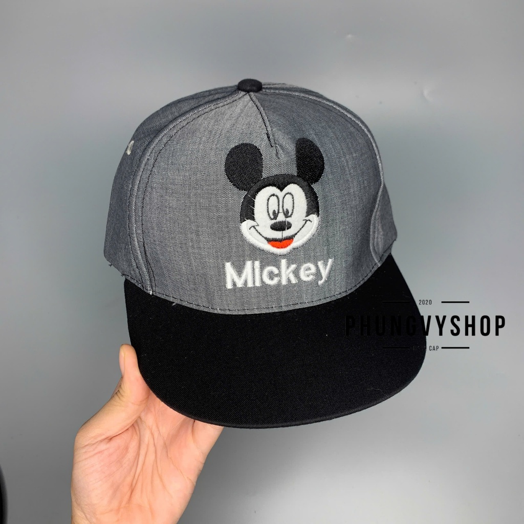 Bé 2.5-7 tuổi/ Mũ lưỡi trai trẻ em trai gái phungvyshop- KET DAUCHUOT MÍC Vá Két Đen- nón kết