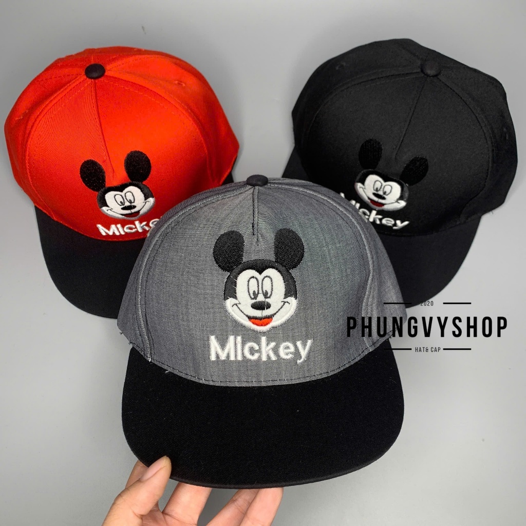 Bé 2.5-7 tuổi/ Mũ lưỡi trai trẻ em trai gái phungvyshop- KET DAUCHUOT MÍC Vá Két Đen- nón kết