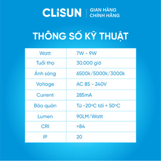 Đèn LED Âm Trần CLISUN | Downlight DD9 3 Chế Độ Màu Siêu Mỏng Tiết Kiệm Điện Tuổi Thọ Cao 30000H