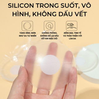 Hộp 5 cặp dán ngực silicon trong suốt siêu dính, dán ti hình tròn tái sử dụng nhiều lần King Shop H-08