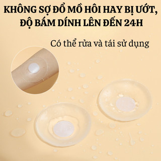 Hộp 5 cặp dán ngực silicon trong suốt siêu dính, dán ti hình tròn tái sử dụng nhiều lần King Shop H-08