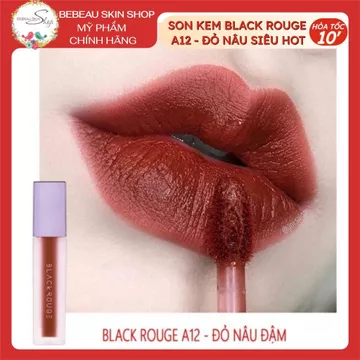 Son Black Rouge A12 màu đỏ gạch ver 2 nắp tím nhập khẩu chính hãng - Bebeau