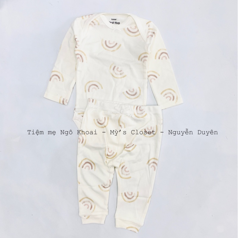 [MD103]❤️NB-0/3-3/6m❤️MINENE❤️ Set bộ body chip dài tay kèm quần cho bé nhiều hoạ tiết