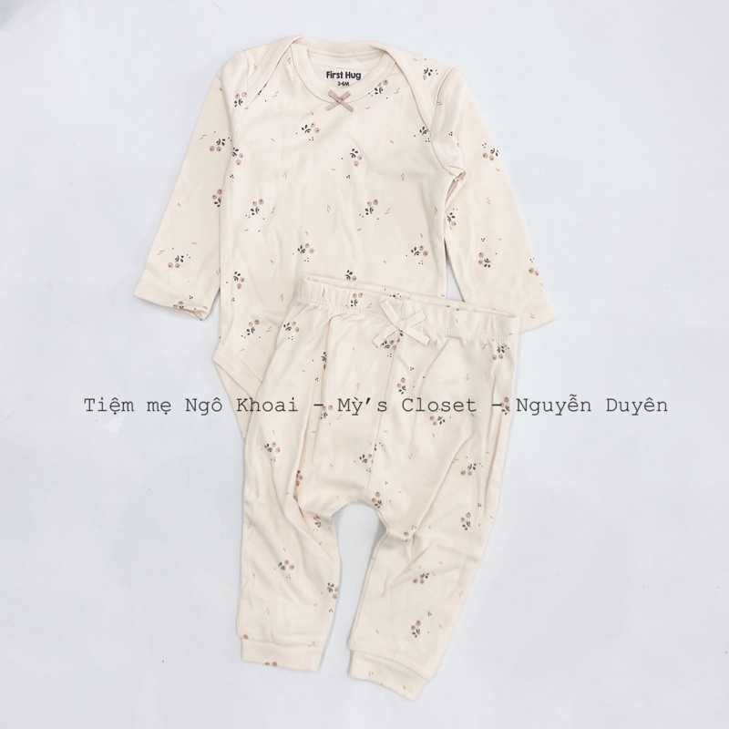 [MD103]❤️NB-0/3-3/6m❤️MINENE❤️ Set bộ body chip dài tay kèm quần cho bé nhiều hoạ tiết