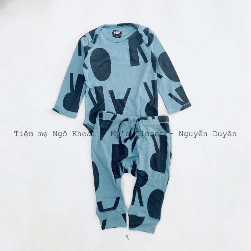 [MD103]❤️NB-0/3-3/6m❤️MINENE❤️ Set bộ body chip dài tay kèm quần cho bé nhiều hoạ tiết