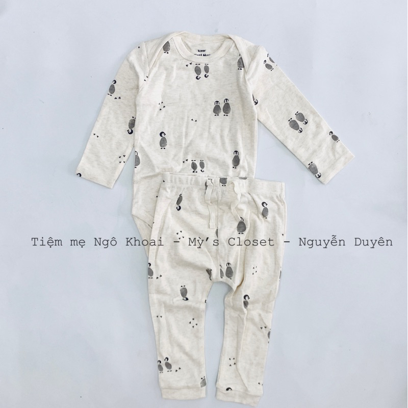 [MD103]❤️NB-0/3-3/6m❤️MINENE❤️ Set bộ body chip dài tay kèm quần cho bé nhiều hoạ tiết