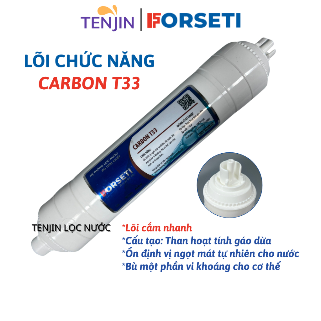 Combo 6 Lõi Lọc Chức Năng FORSETI Gồm Carbon T33 + Khoáng Đá + Hồng Ngoại + Alkaline + Hydrogen + Nano