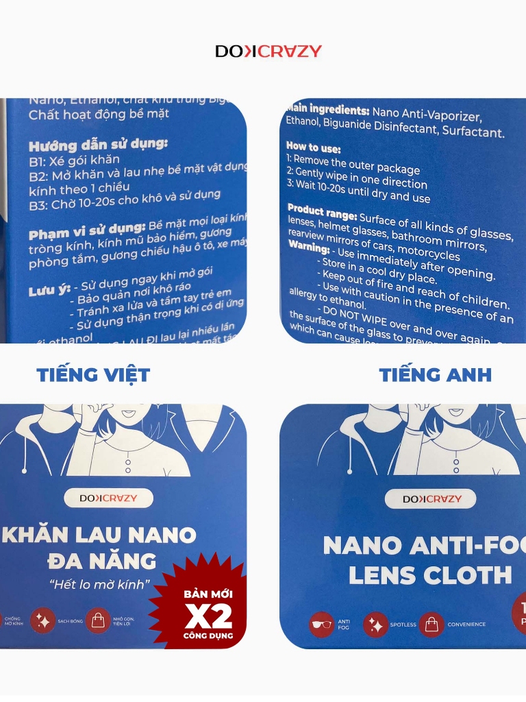 Ảnh Khăn lau kính NANO chuyên dụng DOKCRAZY chống bám hơi nước đi mưa, đeo khẩu trang 4