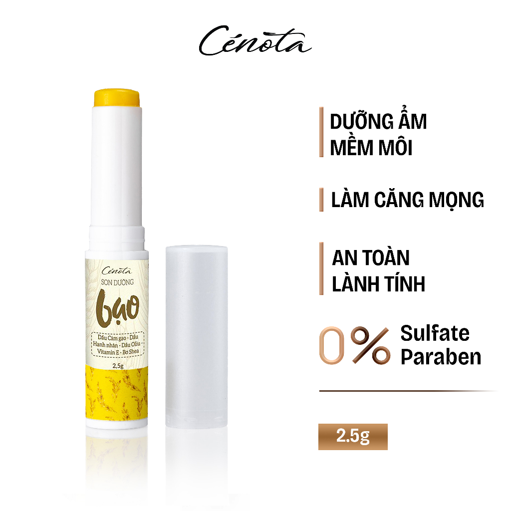 Ảnh Son Dưỡng Gạo Cao Cấp Cenota Cỏ Mộc Dưỡng Ẩm, Làm Mềm Và Mờ Thâm Môi 2.5g 1