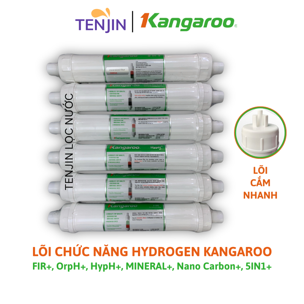 Combo 6 Lõi Chức Năng Hydrogen+ Kangaroo Gồm Lõi Fir+, OrpH+, HypH+, Mineral+, Nano Carbon+ Và 5in1+ Chính Hãng