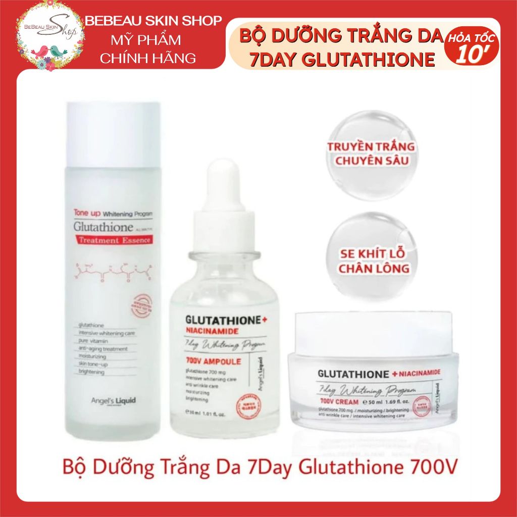 glutathione 700 Toner - Serum - Kem dưỡng 7 Day Whitening Program Glutathione 700 V-Ample  (Combo)