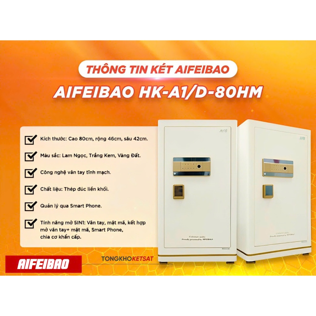 [CHÍNH HÃNG] Két sắt thông minh Aifeibao HK-A1/D-80HM sử dụng vân tay và kết nối qua điện thoại