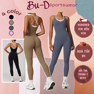 Bộ đồ tập gym,yoga thể thao nữ liền thân quần dài chât poly cao cấp(suit843)