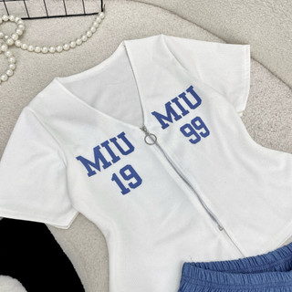 Set đồ Nhỏ Clothing bigsize nữ áo chữ V tay ngắn có khóa kéo kèm quần đùi ống rộng lưng thun xinh xắn 50-95kg SET846