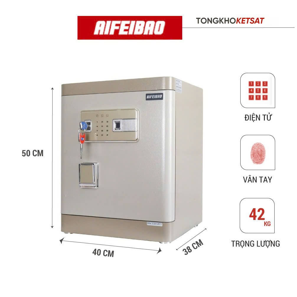 Két Sắt Mini Thông Minh Aifeibao HK-M/D-40-AL Khóa Vân Tay Kết Hợp Điện Tử Nội Thất Bọc Da Cao Cấp FREESHIP TOÀN QUỐC