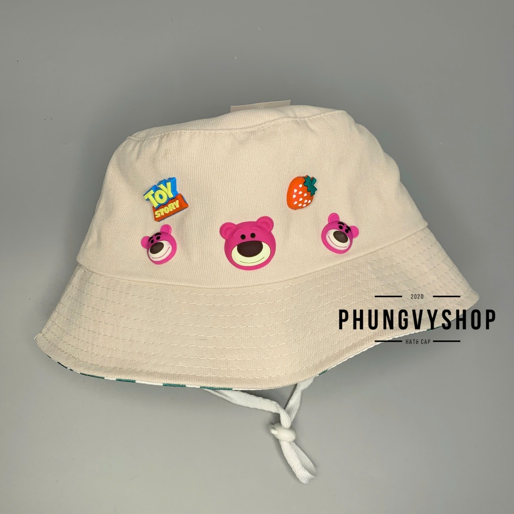 Mũ CỦA BÉ bucket tai bèo vành cực dễ thương trai gái phungvyshop- Nón BO trung GẤU HỒNG DÂU KHỈ NÂU