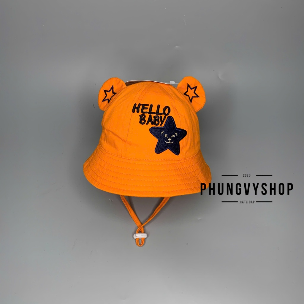 Bé dưới 12 tháng/ Vòng đầu 47cm- Mũ tai bèo vành trẻ em cực dễ thương BO NHÍ HELLO BABY SAO - Nón bucket trai gái