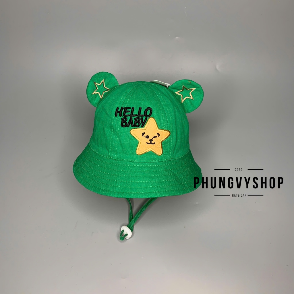 Bé dưới 12 tháng/ Vòng đầu 47cm- Mũ tai bèo vành trẻ em cực dễ thương BO NHÍ HELLO BABY SAO - Nón bucket trai gái