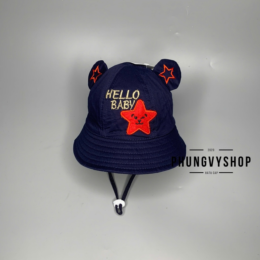 Bé dưới 12 tháng/ Vòng đầu 47cm- Mũ tai bèo vành trẻ em cực dễ thương BO NHÍ HELLO BABY SAO - Nón bucket trai gái