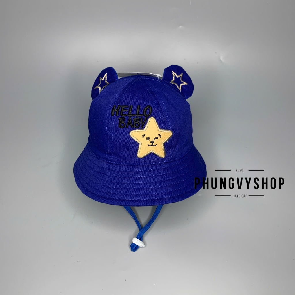 Bé dưới 12 tháng/ Vòng đầu 47cm- Mũ tai bèo vành trẻ em cực dễ thương BO NHÍ HELLO BABY SAO - Nón bucket trai gái